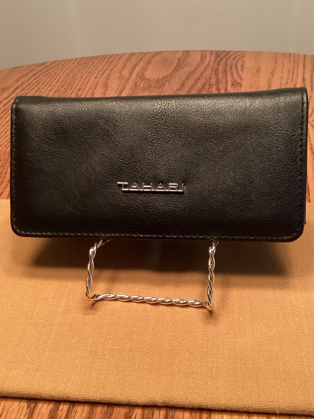 Tahari Black Leather Foldover Wallet